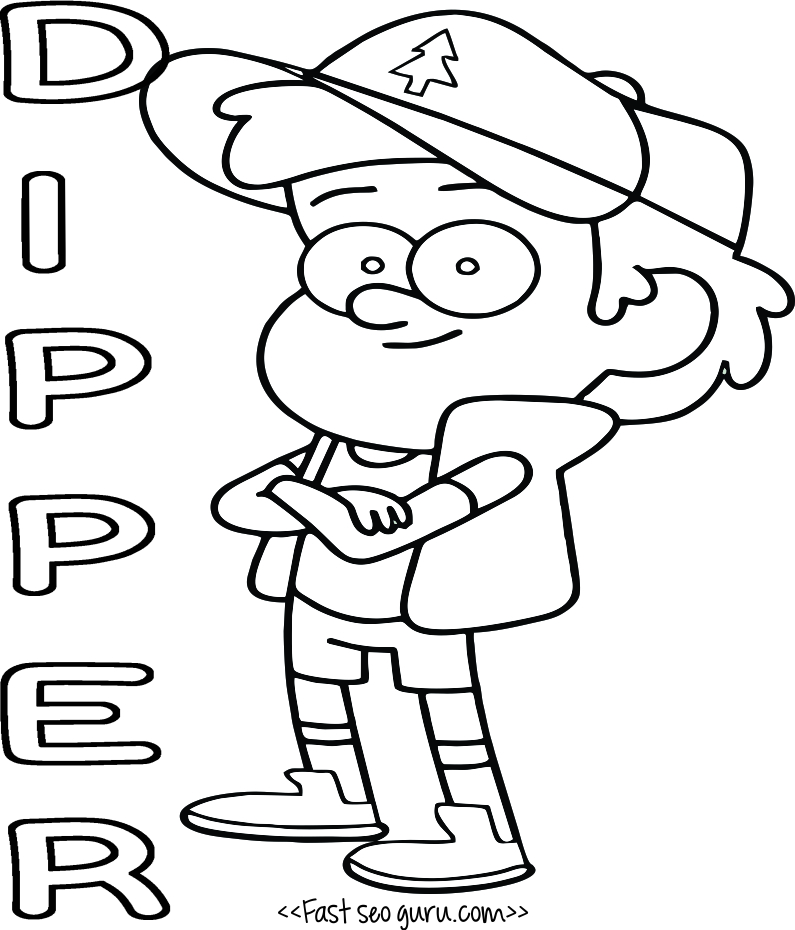 Printable gravity falls Dipper Pines coloring pages for kids